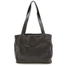 Chanel Caviar Skin Coco Mark Tote Bag Women Brown One Size