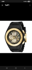 NEW TechnoMarine Cruise JellyFish Men 46mm Chronograph Black MOP Dial 200M Watch
