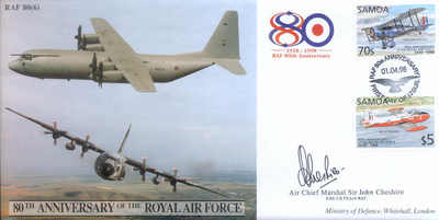 CC46e RAF 80th Anni Lockheed C-130 Hercules FDC signed ACM Sir John Cheshire