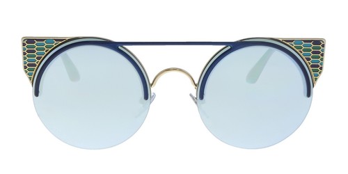 Bvlgari 620 102/8F Quadrato Logo Sunglasses Frameless Blue Silver