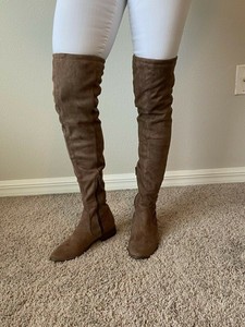taupe thigh high boots