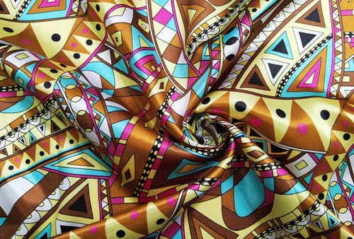 1 meter X 1.48 meter Geometric Patchwork Charmeuse Lining Silky Satin Fabric - Bild 5 von 12