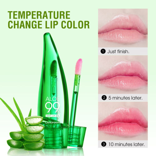 1PC/2PCS Aloe Vera Lip Oil Colour Changing Soothing Lip Oil Mosturising Lipstick - Picture 3 of 12