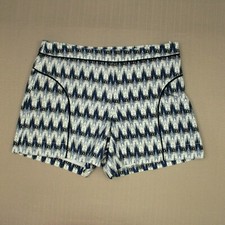 Anthropologie Cartonnier Shorts Women's Sz 0 Mid Rise Blue White Print Side Zip