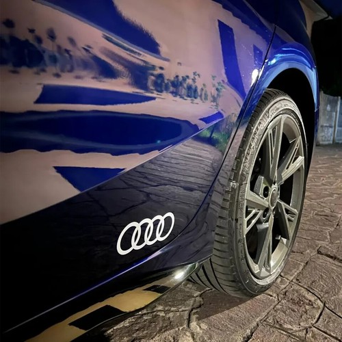 2 x Audi Ringe Seitenschweller Aufkleber Sticker Weiss 200 x 70 mm