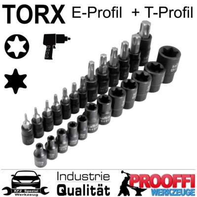 25-tlg TORX T-Profil + E-Profil Stecknuss KRAFT Steckschlüssel Set T8-T60 E4-E22