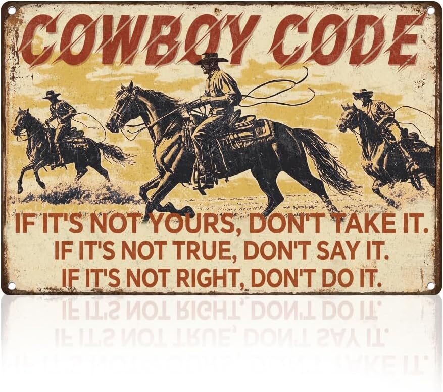 Western Cowboy Riding Horse Retro Wall Decor Metal Tin Sign 8