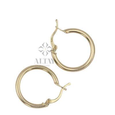 14 Karat Gold runde Creolen, 12 mm Röhrencreolen, klassische Creolen Huggies