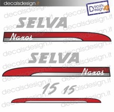 Adesivi motore marino fuoribordo selva Naxos 15 cv bianco gommone barca stickers