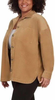 NWT Matty M Womens Knit Corduroy Shirt Jacket Camel Size XL $90 8D035
