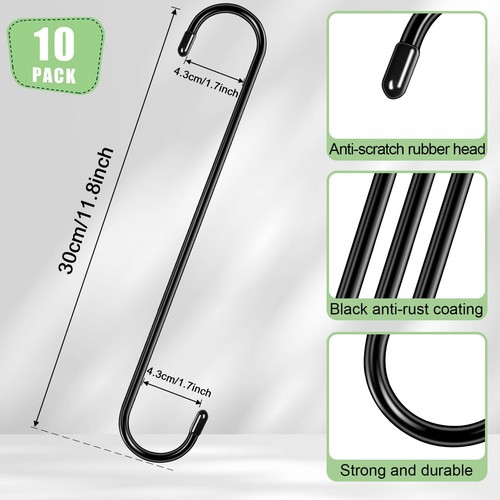 10 Pack 12 Inch Extra Large S Hooks for Hanging Plants Tree Brance Bird Feeder - Picture 7 of 7