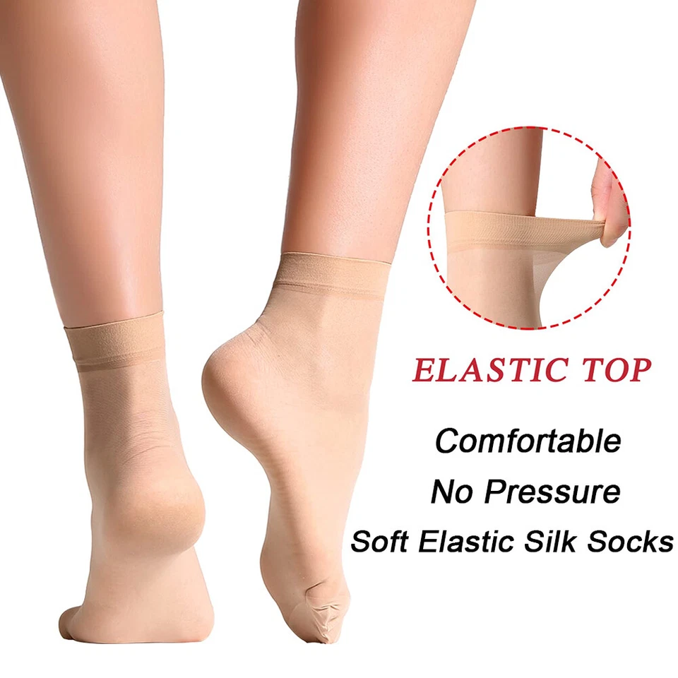 10/20 pares de calcetines tobilleros para mujer de nailon ultrafinos de seda transparentes al aire libre medias cortas Foto 2 de 4