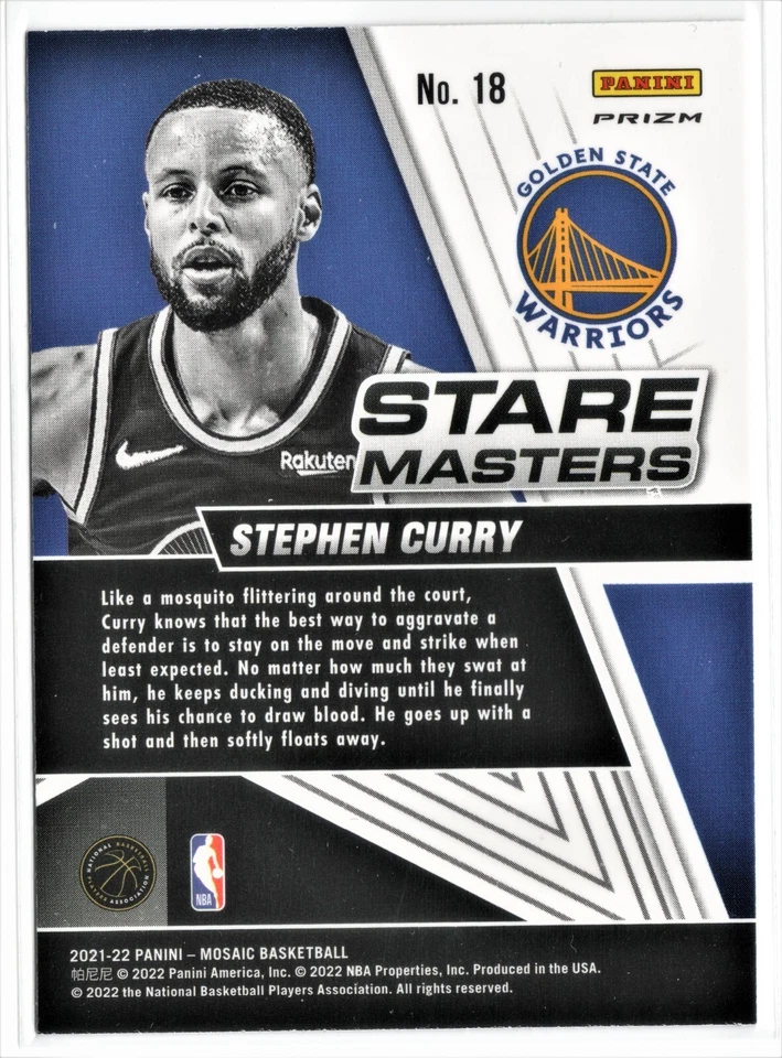 2021-22 Mosaic Stare Masters Prizm Stephen Curry  #18 💥 - Image 2 of 2