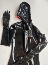 Men full cover latex catsuit close eyes mouth condom men latex unitard