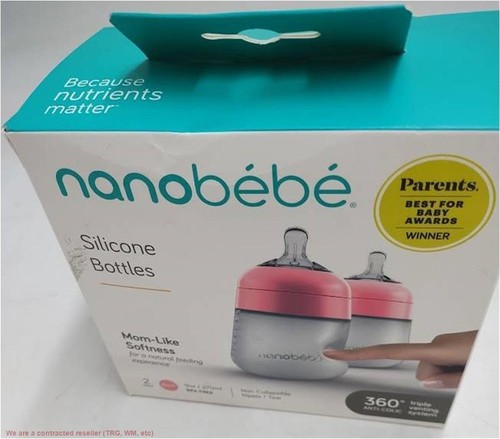 nanobebe 2pk Silicone Baby Bottle - Pink - 9oz.SEE DETAILS. - Picture 3 of 3