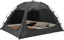 SUNYRISY Twin Full Size Bed Canopy Bed Tent 3 Doors Breathable Dream Tents Black