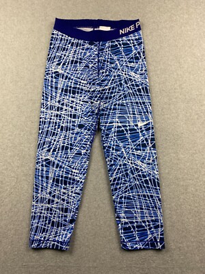 NIKE Pro Women's Size M w25 Blue Athletic Capri Sport Leggings