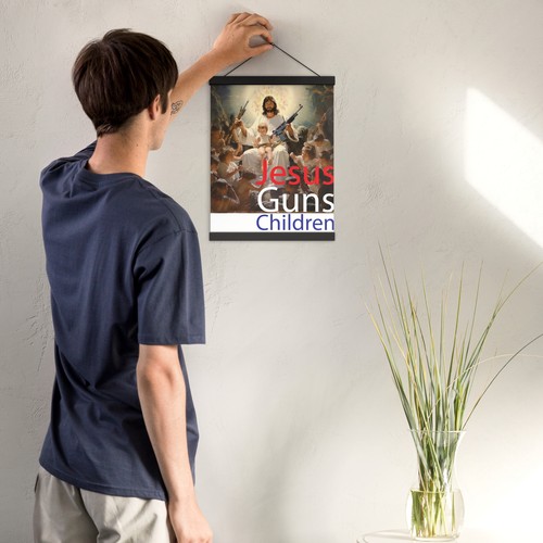 Jesus Guns Children Poster with hangers with Image of Jesus, Safety - Picture 6 of 13