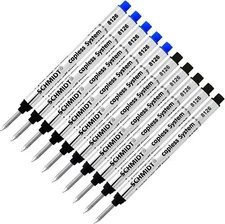Schmidt 8126 Long Capless Rollerball Refill- Black, Blue (Tip 0.6mm)- Pack of 10