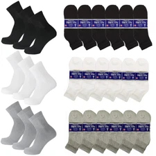 3-12 Pairs Mens Ankle/Quarter Circulatory Diabetic Health Cotton Socks Size 9-15
