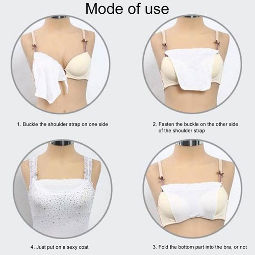 3Pcs Snap-On Mock Camisole Lace Modesty Parody Panel Easy Clip-On Bra Coverage - Picture 5 of 8