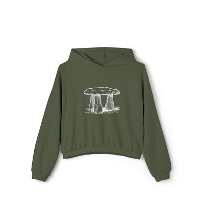 Women's Cinched Bottom Hoodie Lanyon Quoit Megalith Dolmen Cromlech Neolithic