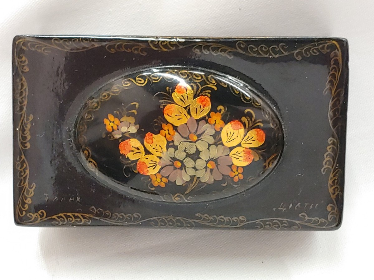 SET OF NINE Miniature Russian Lacquer Boxes - Handpainted
