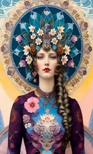 Art Deco Art Nouveau Mandala Girl Art Print by Ziola 11x17 - Hand Signed