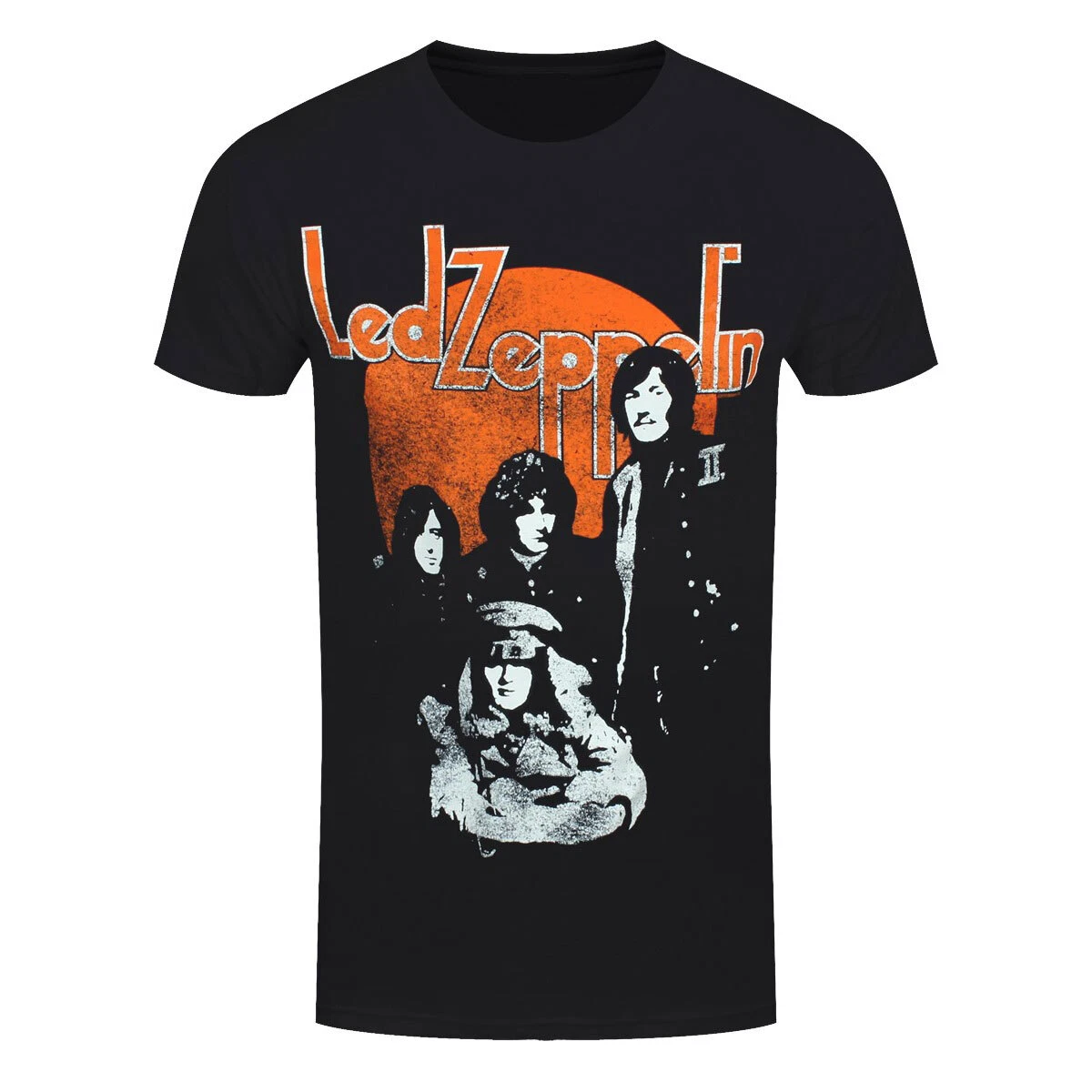 Led Zeppelin T-Shirt Mit Orange Circle Print - Schwarz XL Band Merchandise
