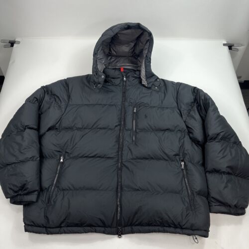 Polo Ralph Lauren Black Hooded Down Puffer Jacket Parka Size 3XB VERY NICE - Picture 1 of 12