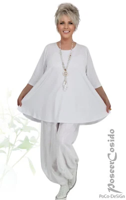 POCO-DESIGN BY POSEERCOSIDO LAGENLOOK Túnica Campanas Básico Camiseta Larga Blanco 42 44 46 48 50 52 54 56 58 PoCo