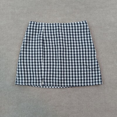 American Eagle Skirt Womens Medium Blue White Plaid Straight Short Causal 