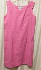 Victoria Holley Sleeveless Pink 100% Linen Shift Dress size 6 Lagenlook Coastal