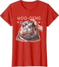 Moo Deng Bouncy Pig Funny Hippopotamus Meme Cute Ladies' Crewneck T-Shirt