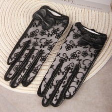 Lace Leather Sheepskin Driving Cycling Breathable Sunscreen Show Gloves Women