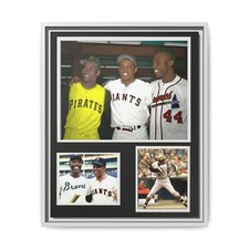 Willy Mays Hank Arron Baseball Legends Wall Art, Framed Canvas Print 