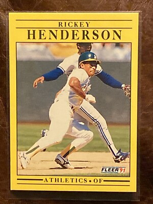 1991 Fleer Rickey Henderson Athletics 10 Baseball HOF Card Missing