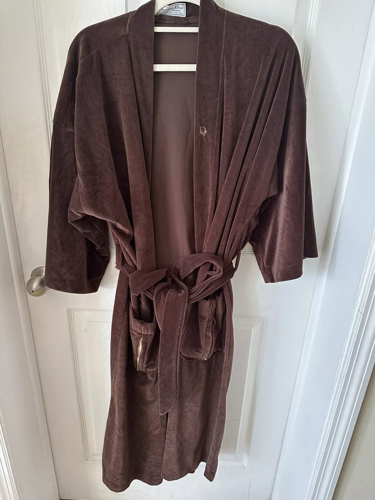 Robe vintage Christian Dior De Chambre velours marron velours hommes unisexe taille unique