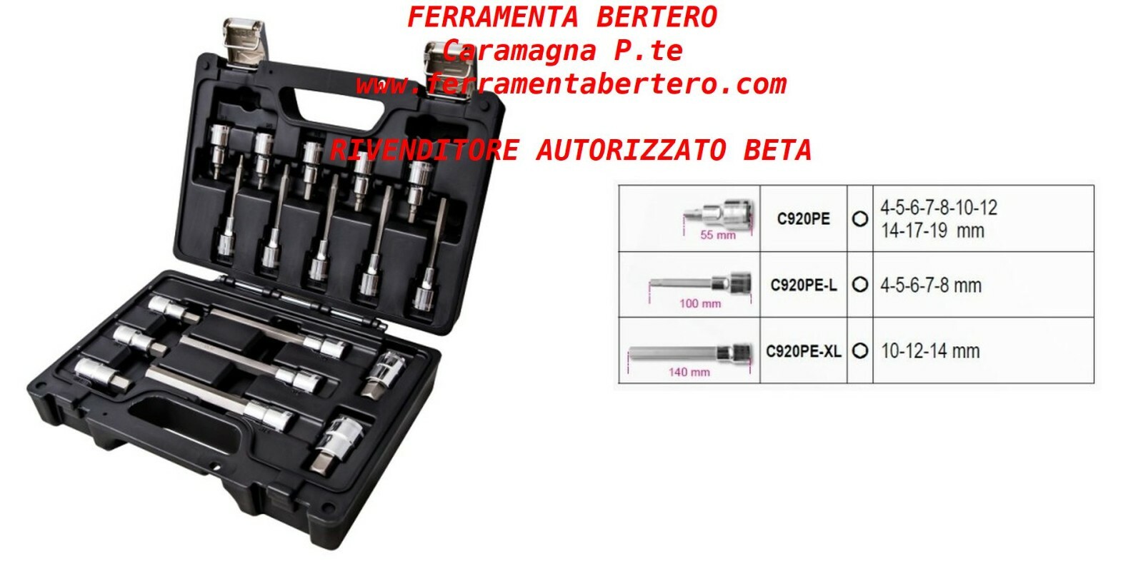 BETA 923E-PE/C18   18 CHIAVI 1/2 POLLICE A BUSSOLA PER VITI IMPRONTA  ESAGONALE