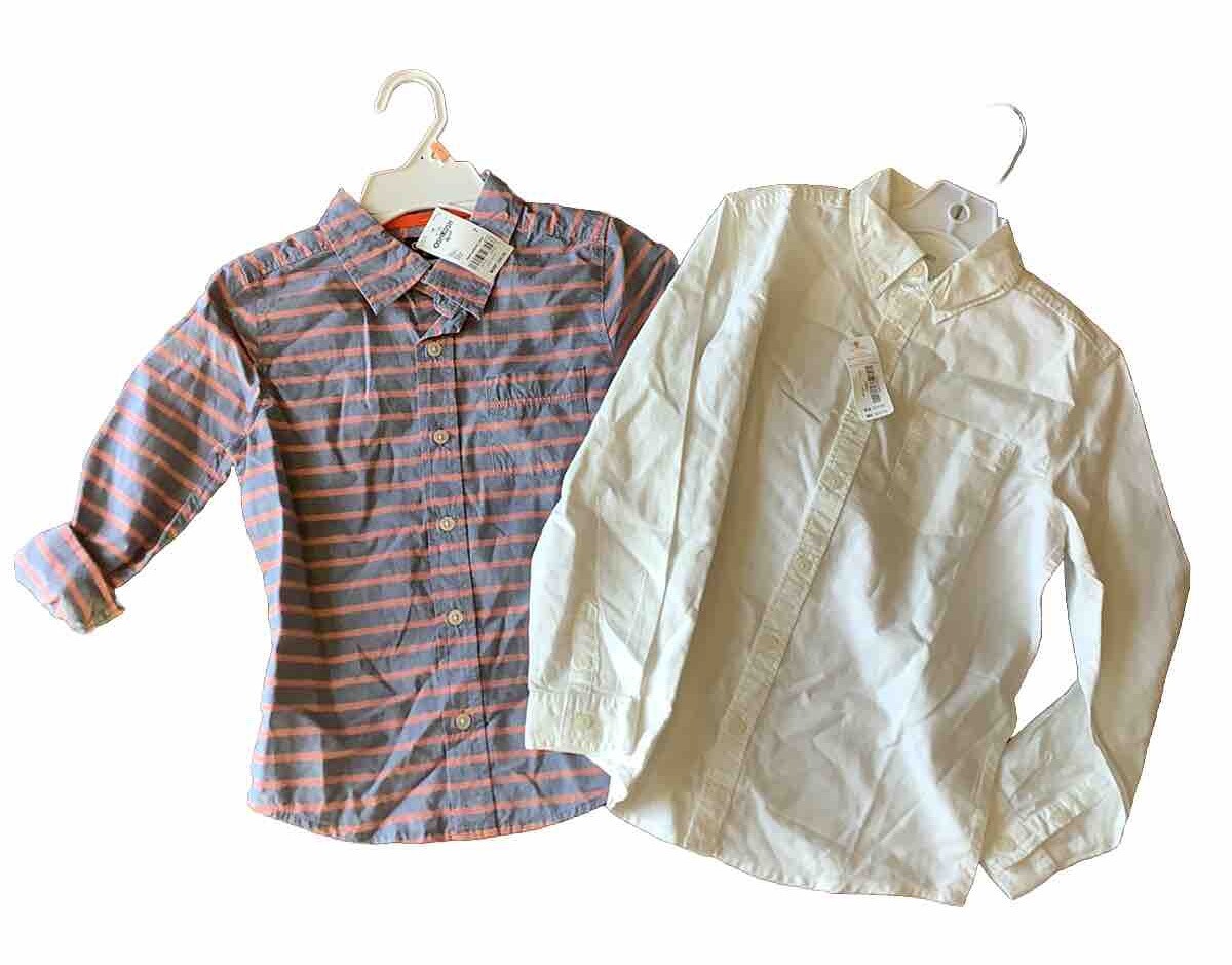 Oshkosh Gymboree Youth Boys Button Dress Shirt White Blue Orange Size 7 NWT Oshkosh Gymboree Youth Boys Button Dress Shirt White Blue Orange Size 7 NWT