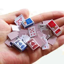 2 full Sets  Dollhouse Miniature decks Poker Card Playing Games 1cm 1:12