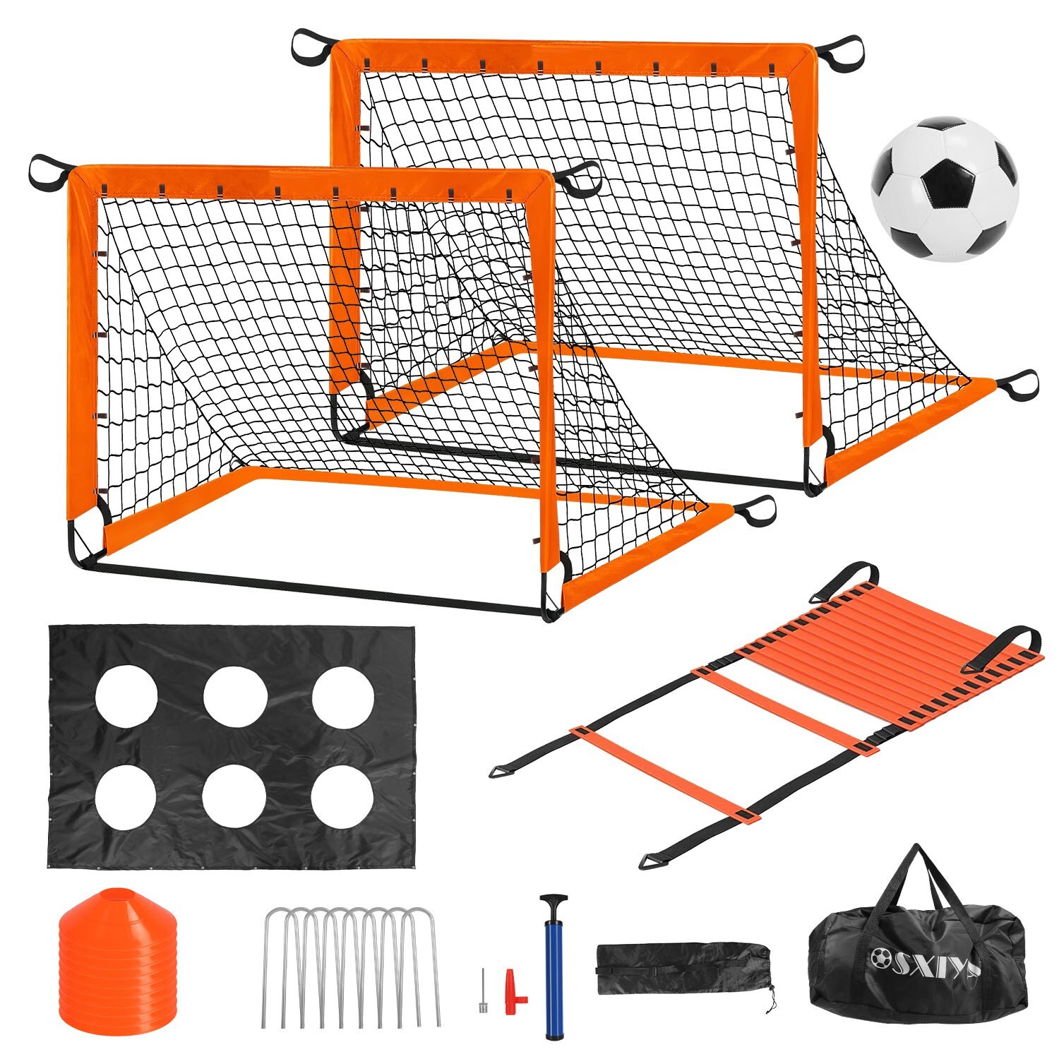 Kids Soccer Goals Set With Portable Design and Agility Ladder Ball Pump Cones