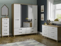 Ready Assembled Geo 4 Door 4 Drawer Mirrored Wardrobe Bedroom Furniture Ready Assembled Geo 4 Door 4 Drawer Mirrored Wardrobe Bedroom Furniture