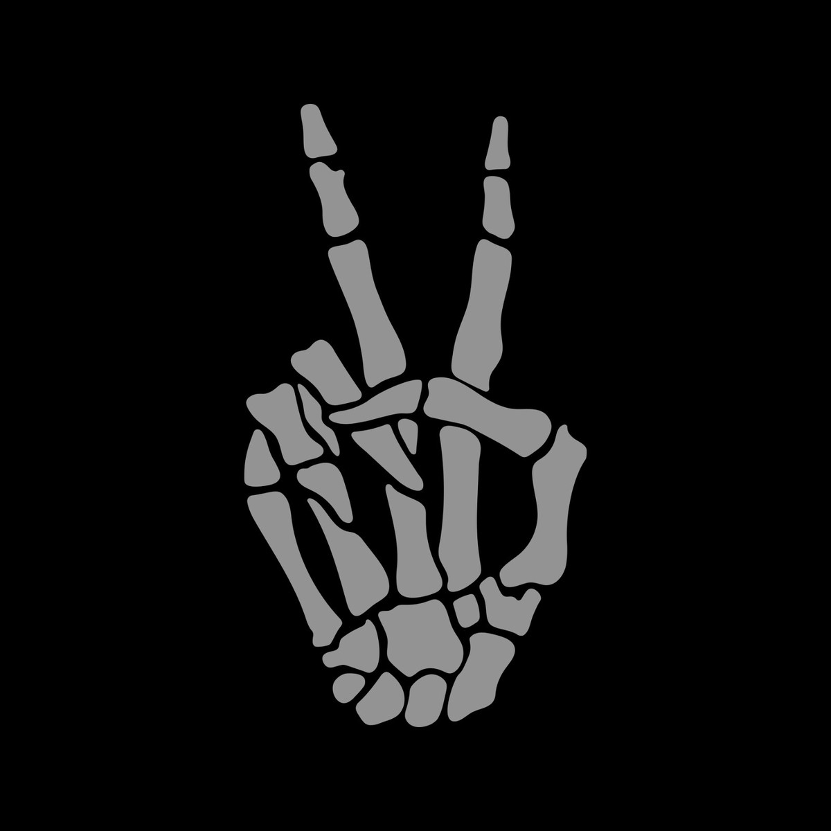 Human Skeleton Hand Peace Sign Vinyl Decal Art for Cars Windows