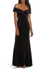 NEW ELIZA J Off the Shoulder Trumpet GOWN DRESS SIZE 4P 228 BLACK NORDSTROM