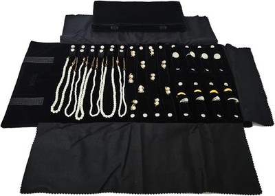 Travel Roll Bag Jewelry Display Storage Organizer Multi-function Velvet Pouch