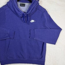 Nike Womens Hoodie Medium Blue Funnel Hood Embroidered Logo Casual Sweatshirt