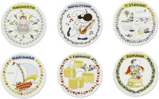 Mordillo Set 6 Piatti Pizza in Porcellana, Decorati Con Personaggi, 30,5 Cm