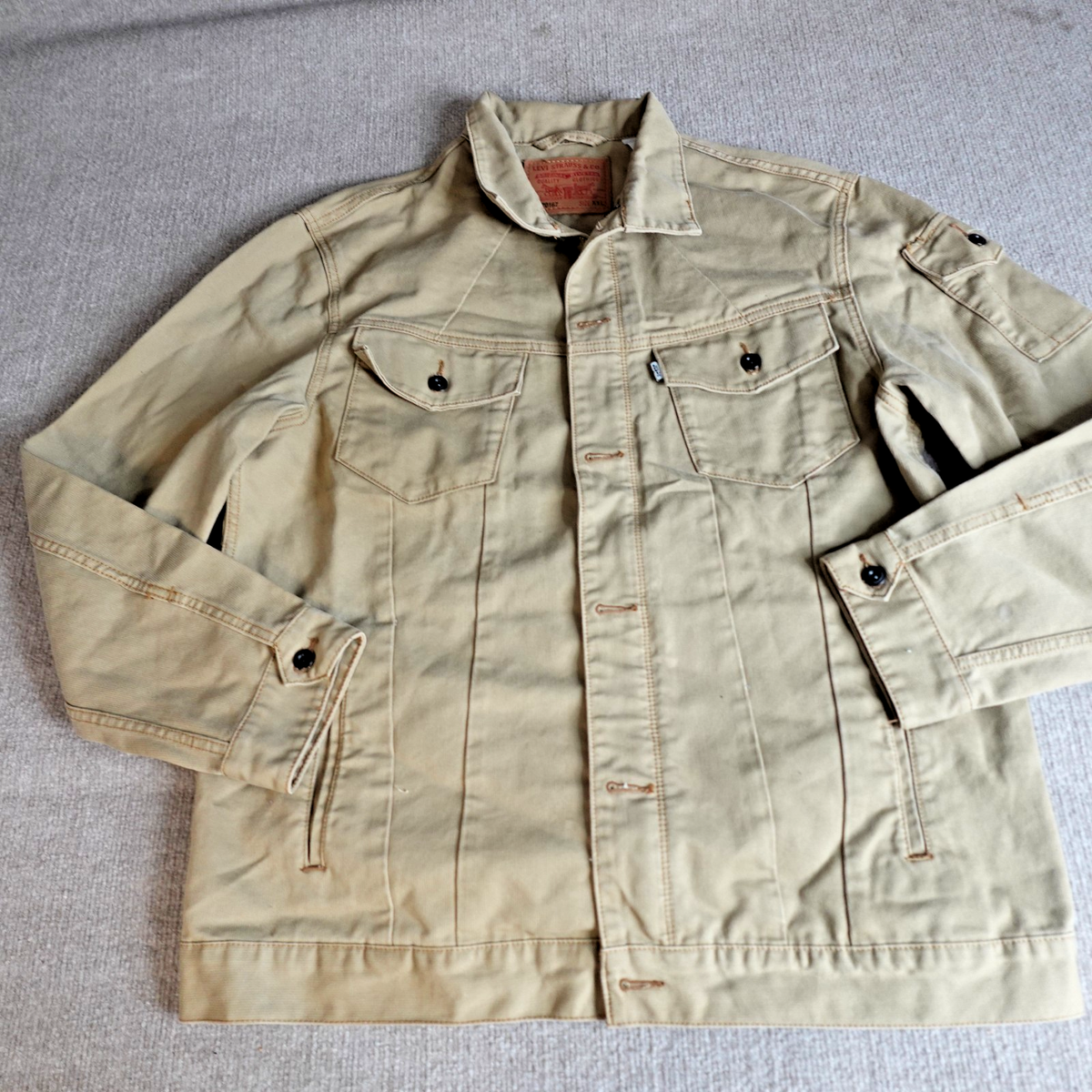 Levi's Mens Jacket 2XL Beige Trucker Corduroy Zip Button Front