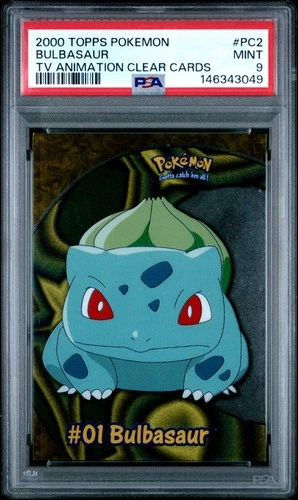 2000 TOPPS POKEMON TV ANIMATION CLEAR CARDS #PC2 BULBASAUR PSA 9